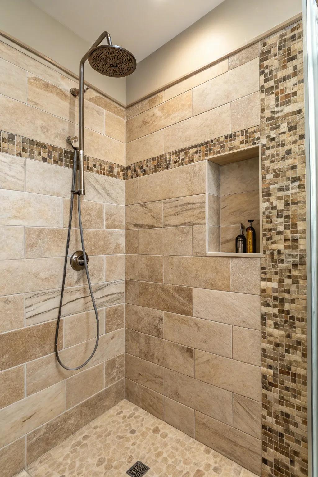 Nature-inspired bricks bring a sustainable and stylish touch to your shower.