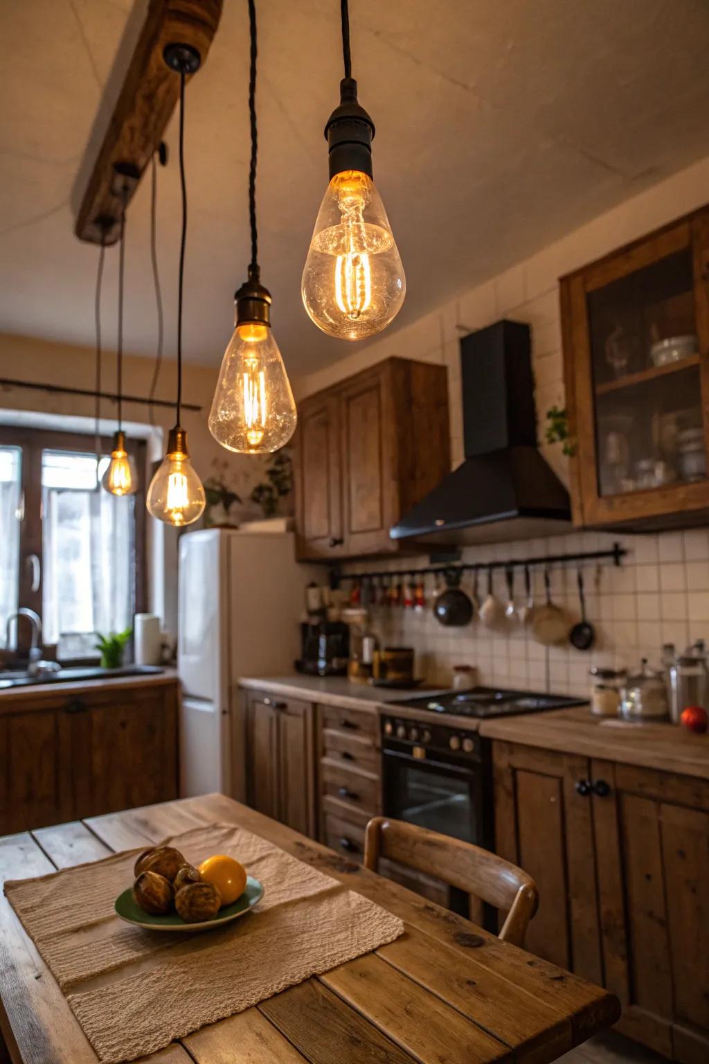 Ornamental light bulbs can add a warm classic touch.