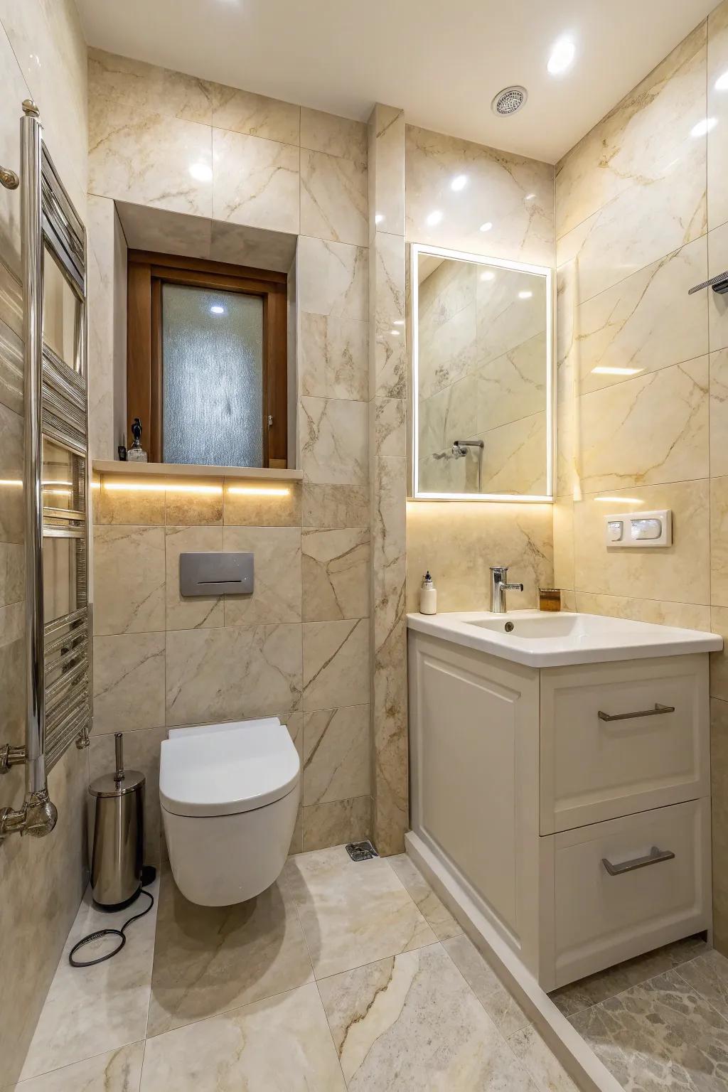 Ivory pearl makes small spaces feel larger and more open.