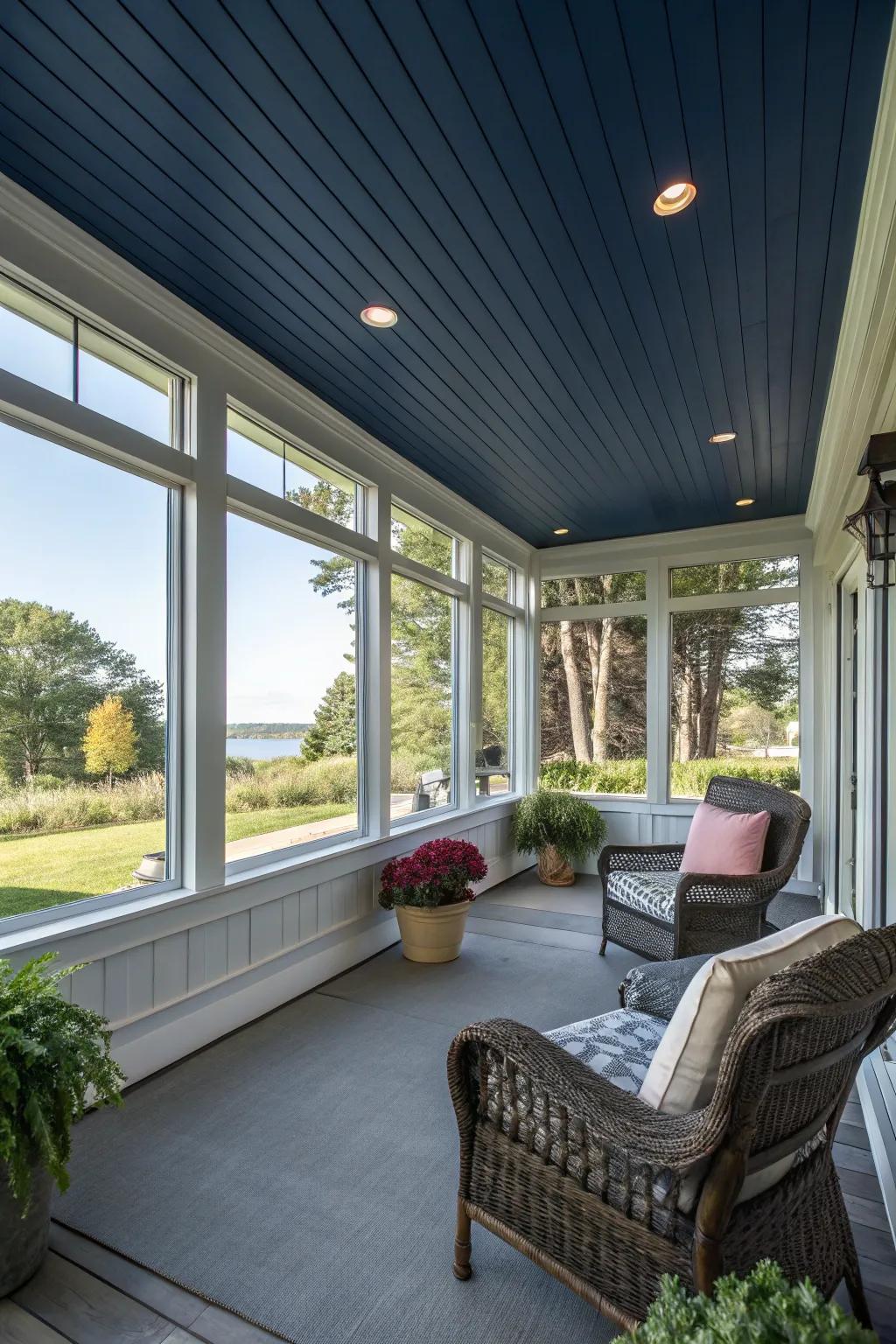 Exterior inspiration showcasing a deeply shaded cerulean overhead indoors.