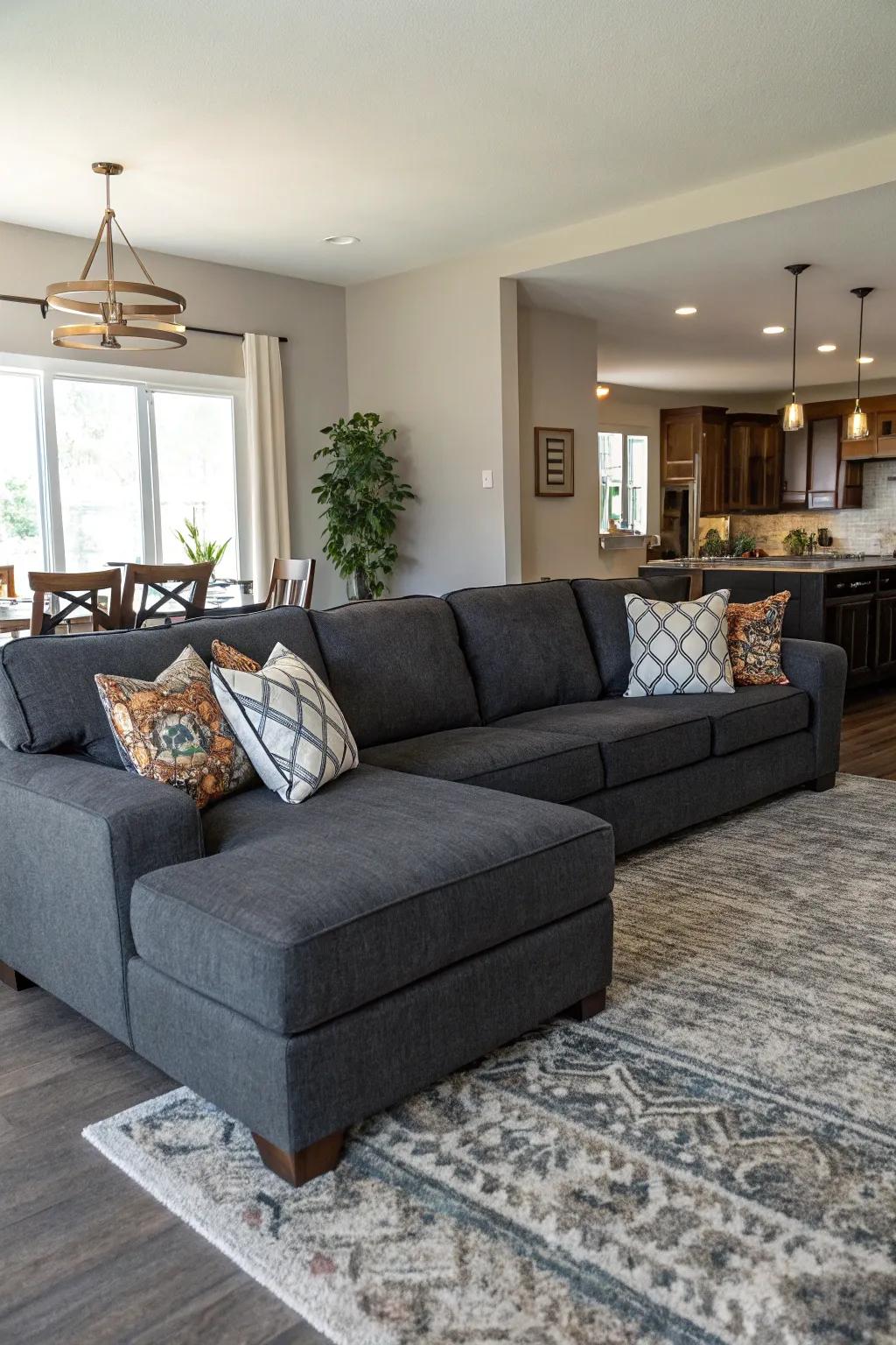 Sofas can define spaces in open floor plans.