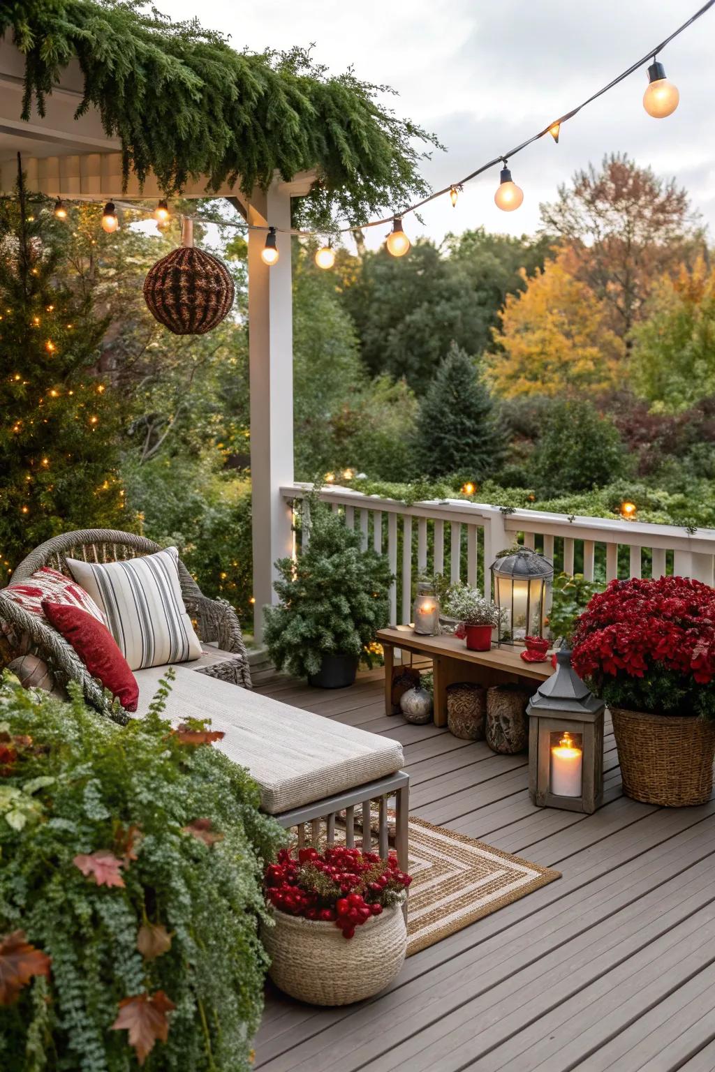 Seasonal decor keeps a deck fresh and inviting all year.