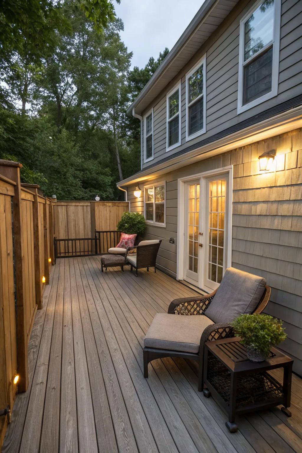 Utilizing existing walling to seamlessly append privacy.