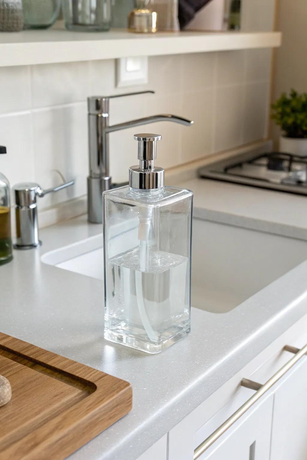 See-through acrylic dispensers for a modern impression.