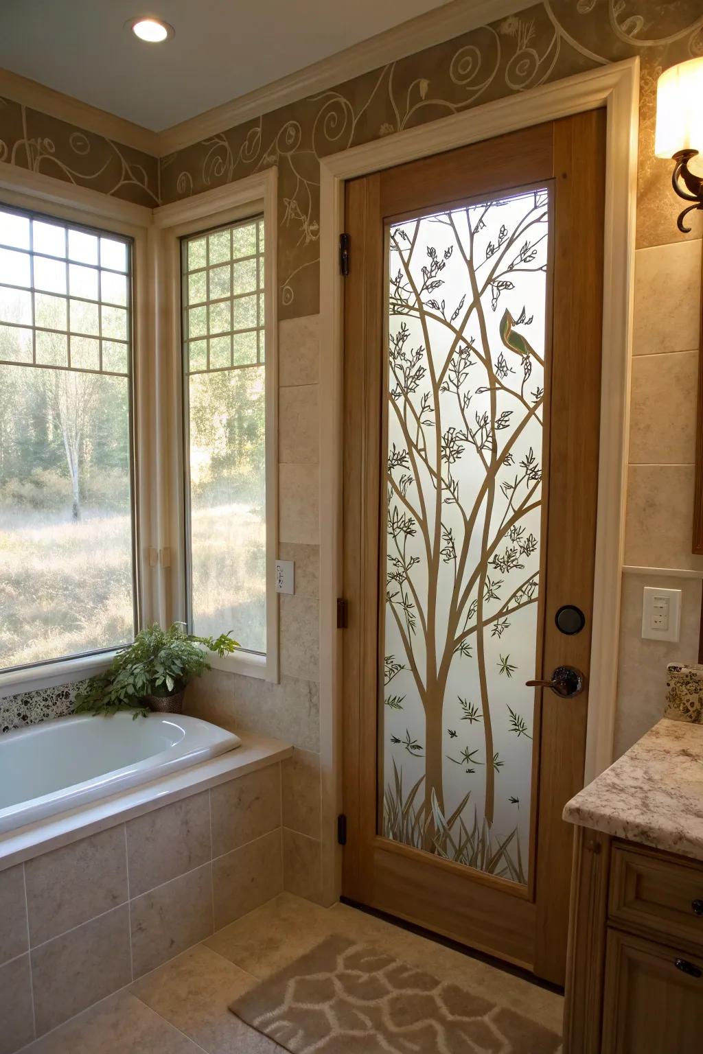 Serene calm utilizing panels inspired by the natural world.
