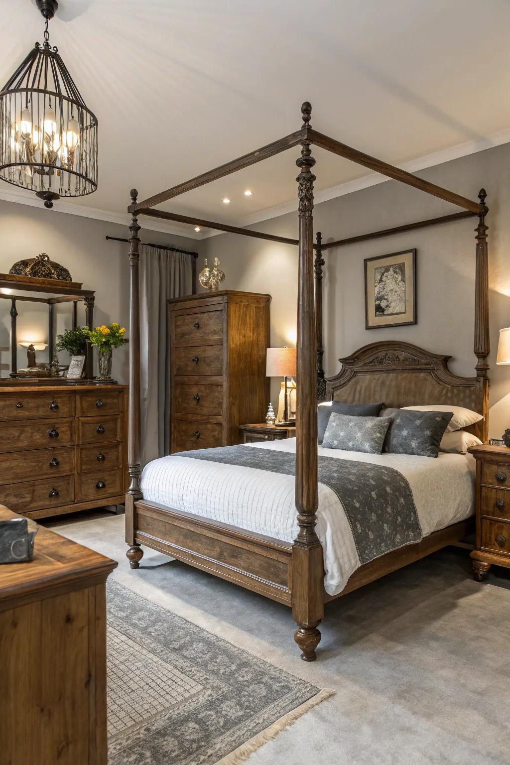 Vintage furniture injects timeless charm and character.