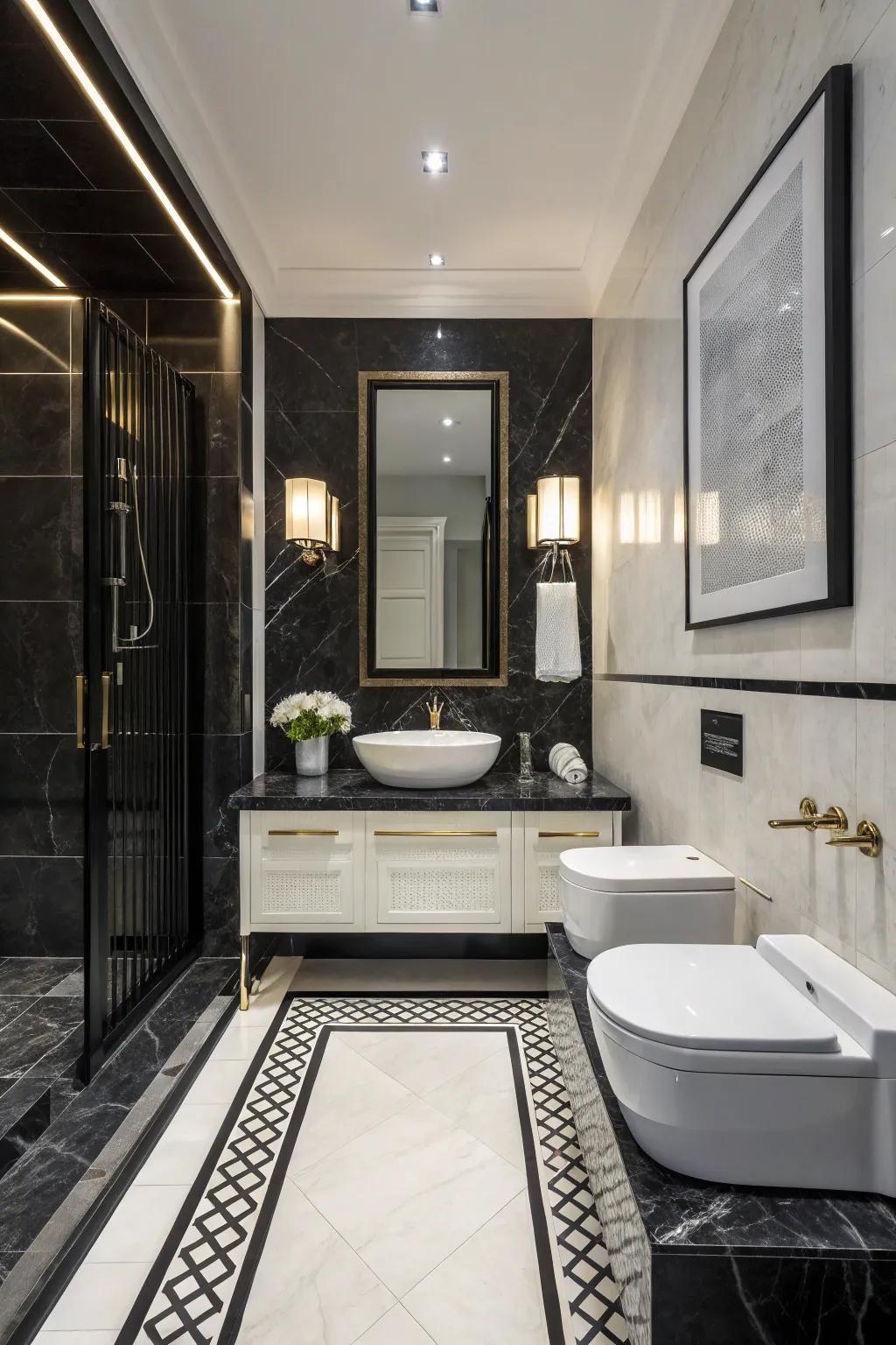 Black and white designs offer style that lasts in your bathroom.