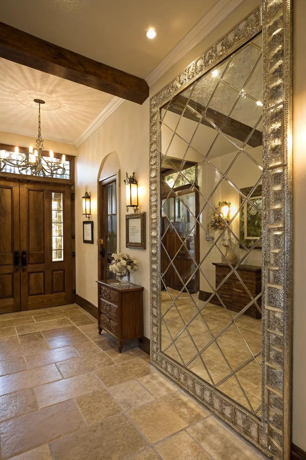 Vintage mirror squares add glamour and make spaces feel larger.