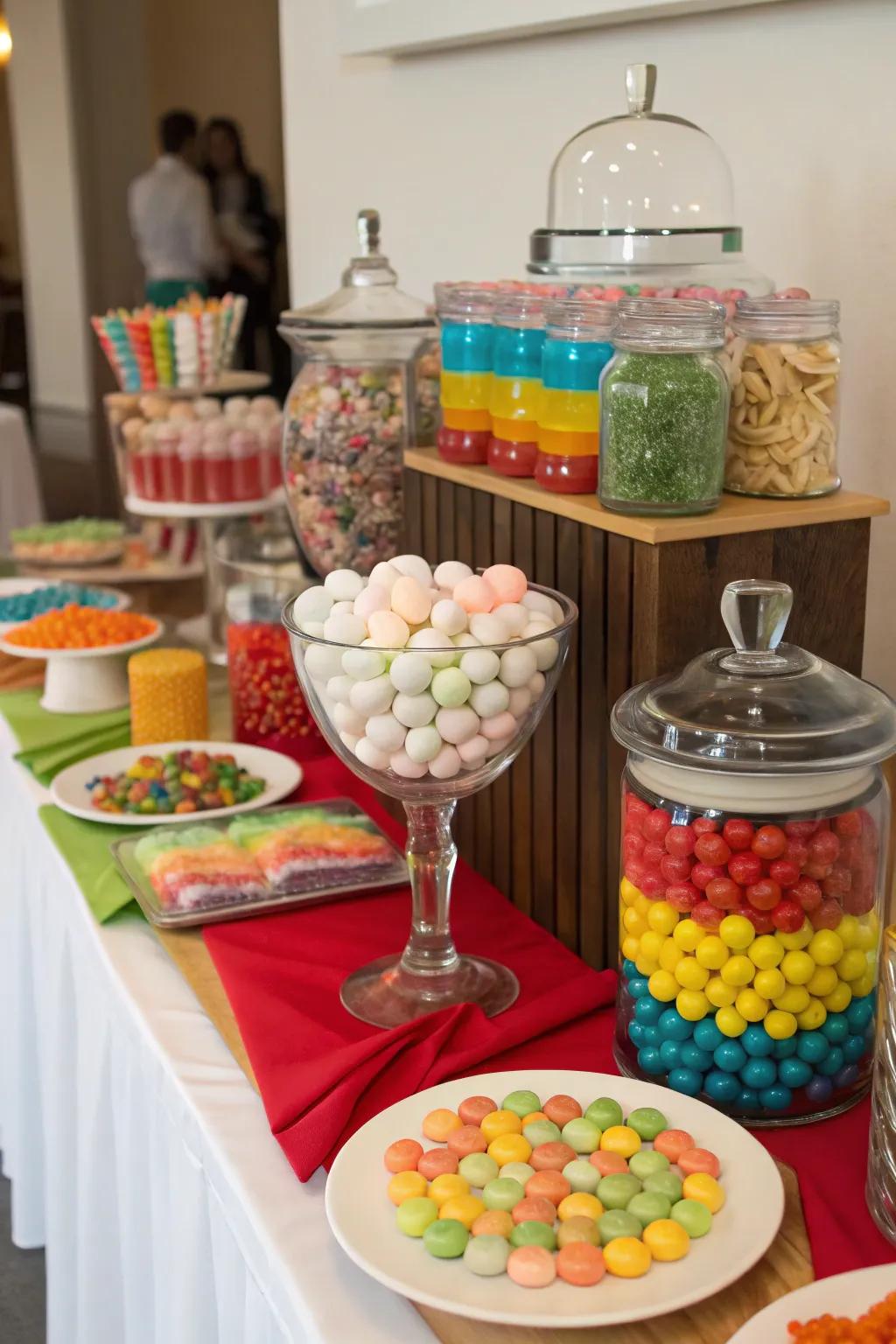Unique sweets making the buffet stand out.