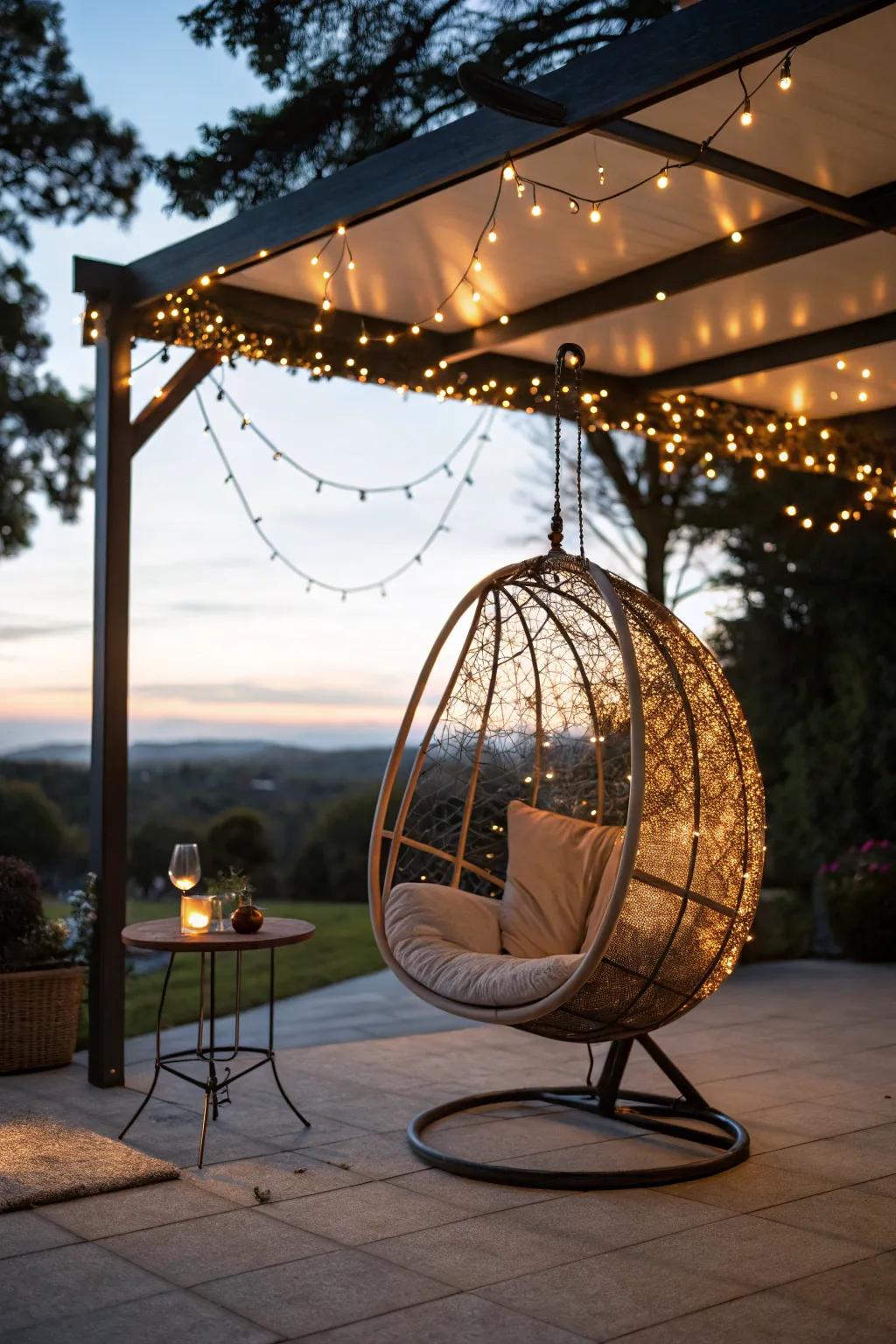 Enchant your patio through glimmering lights.