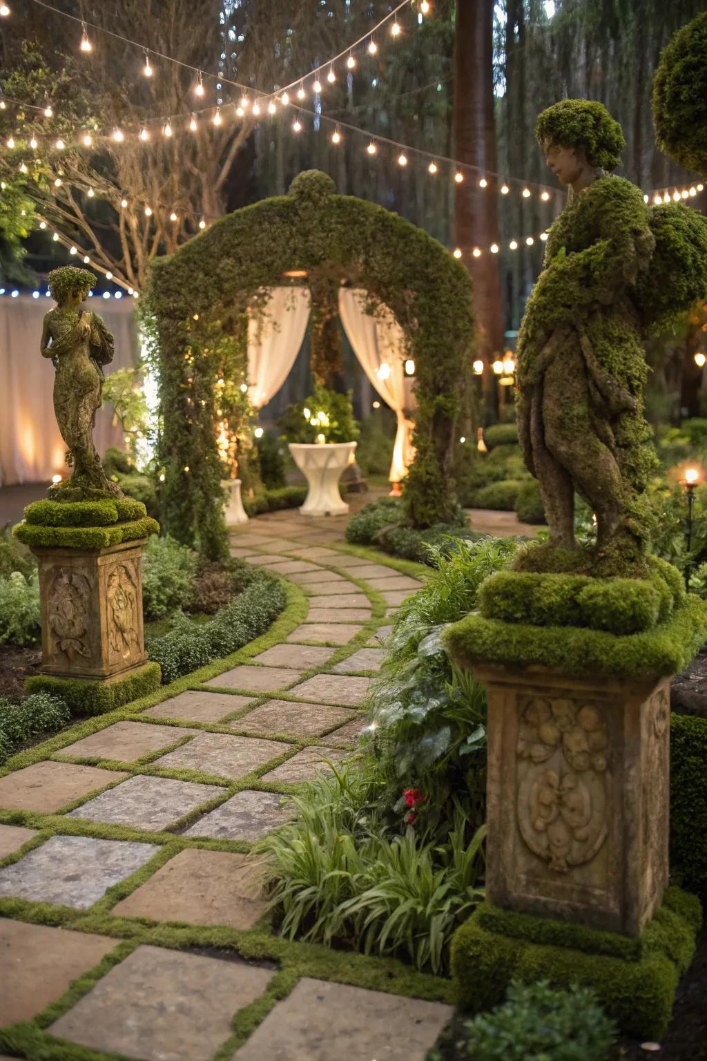 Overgrown decor blends seamlessly with nature.