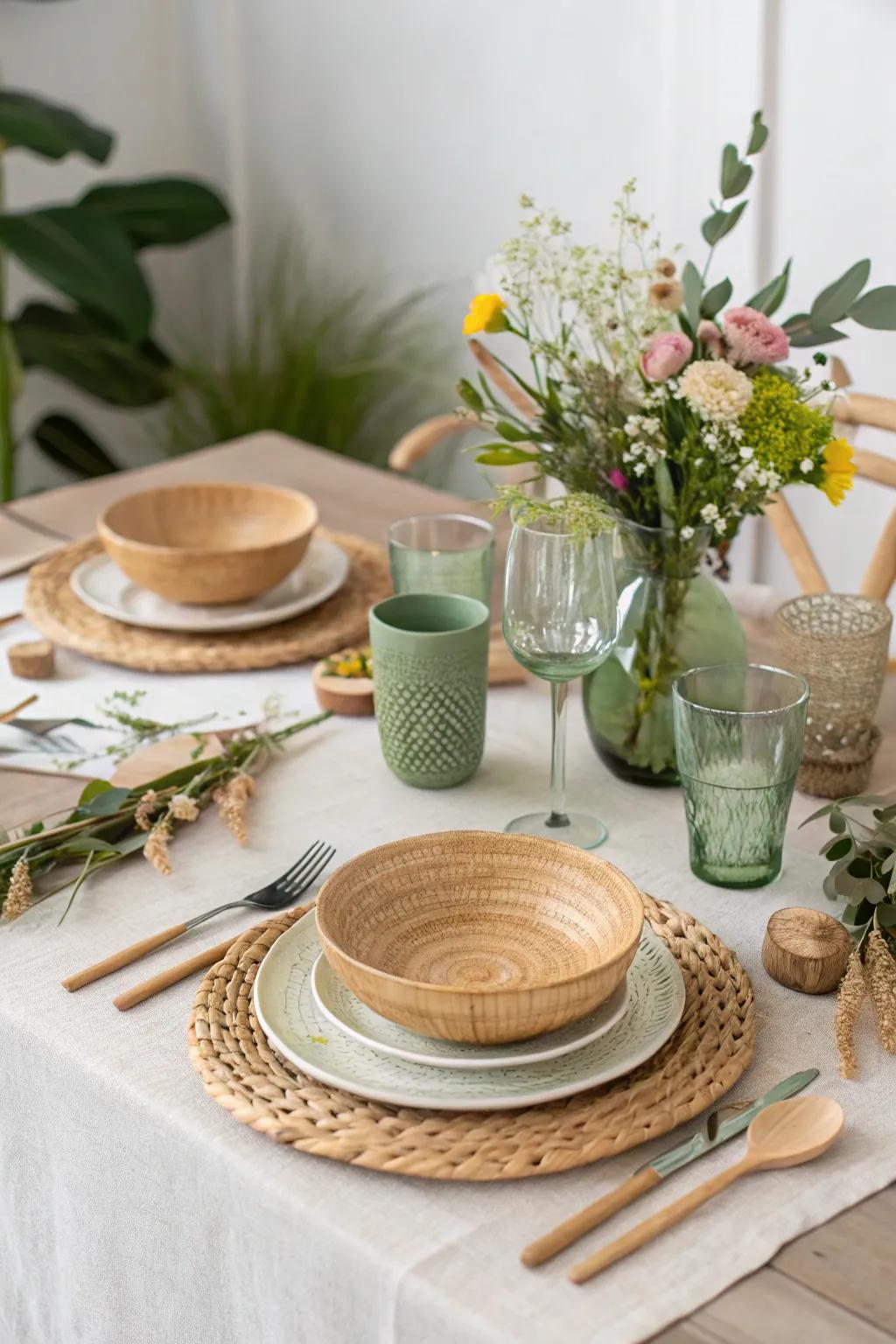 Eco-aware tableware that combines style with sustainability for the brunch.
