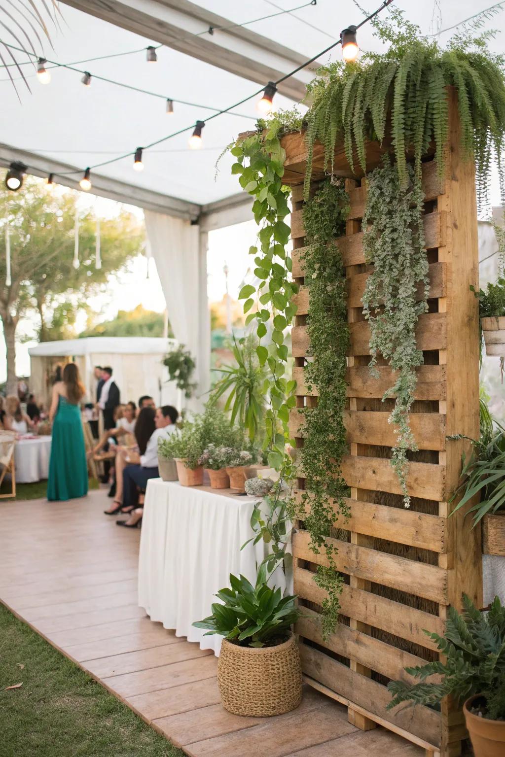 Eco-conscious backdrops celebrate love sustainably.
