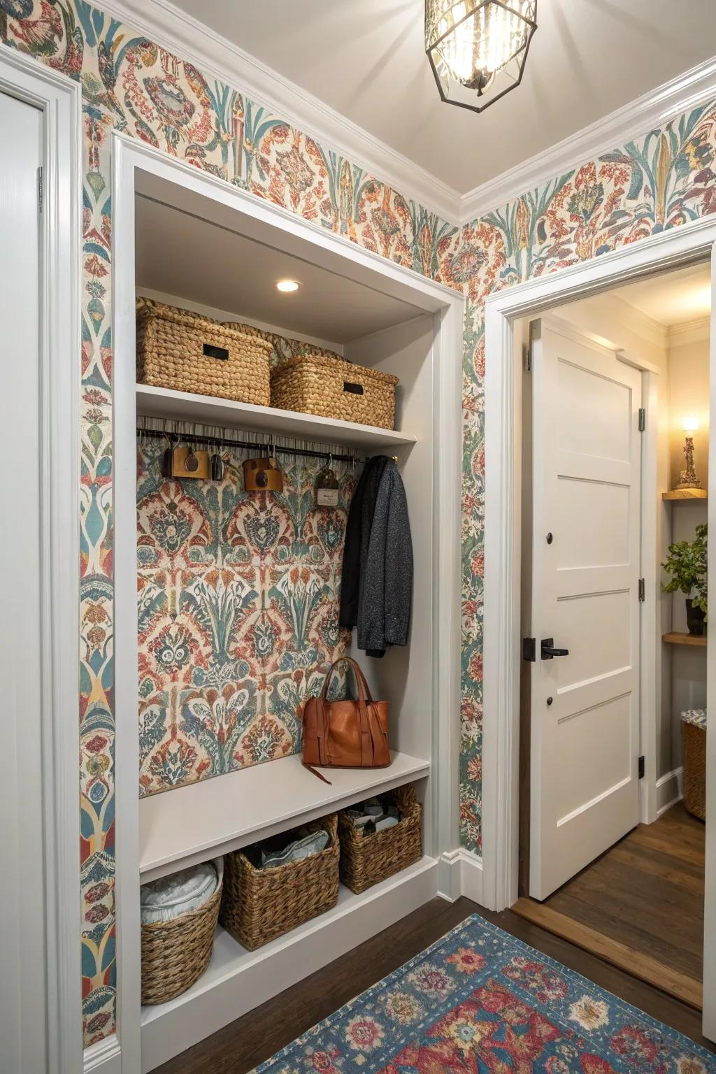 Wallpaper with patterns gives off a playful and distinctive vibe.