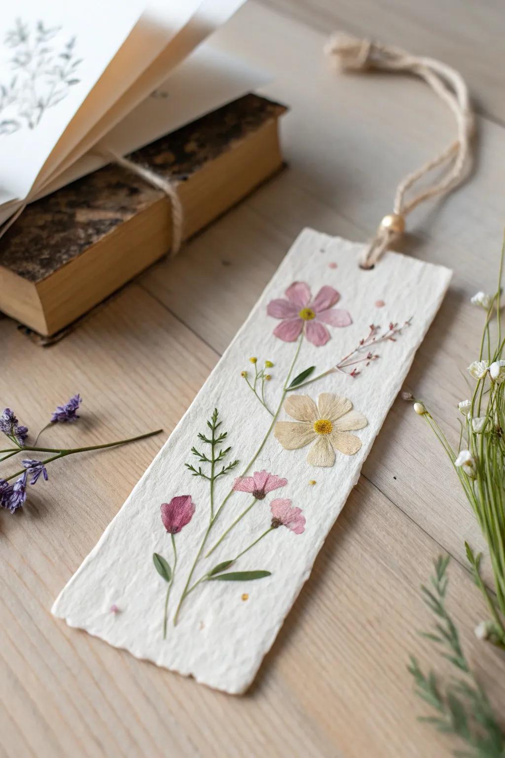 Capture the essence of nature with this charming, handcrafted floral page marker—perfect for adding a touch of whimsy to your reading adventures.