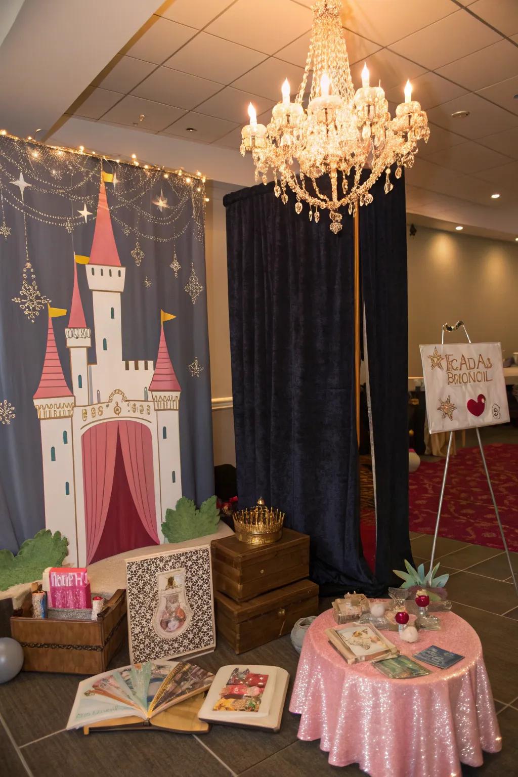 A whimsical snapshot booth with accessories for memorable snapshots.