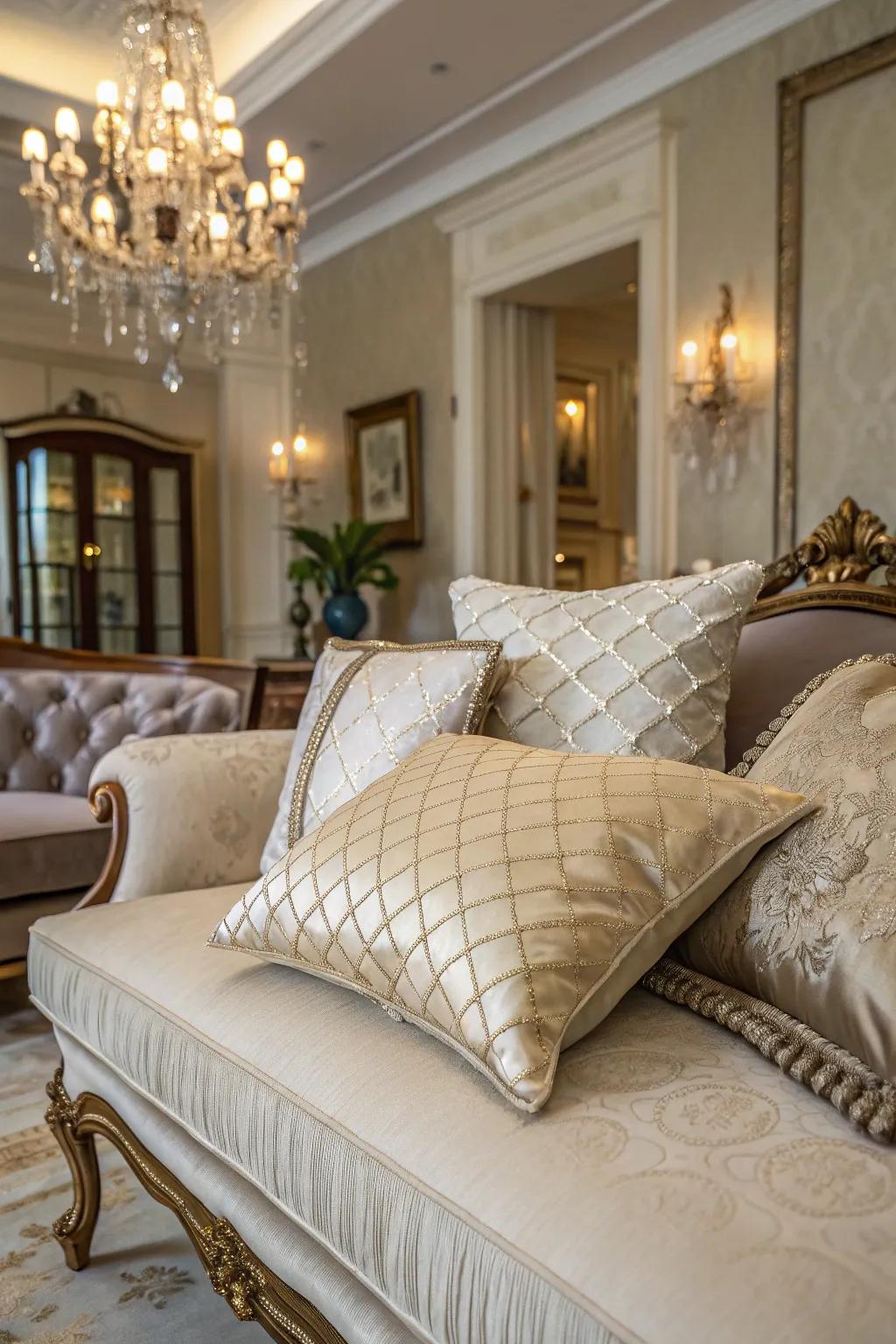 Silk and satin pillows bring a touch of luxury to your decor.
