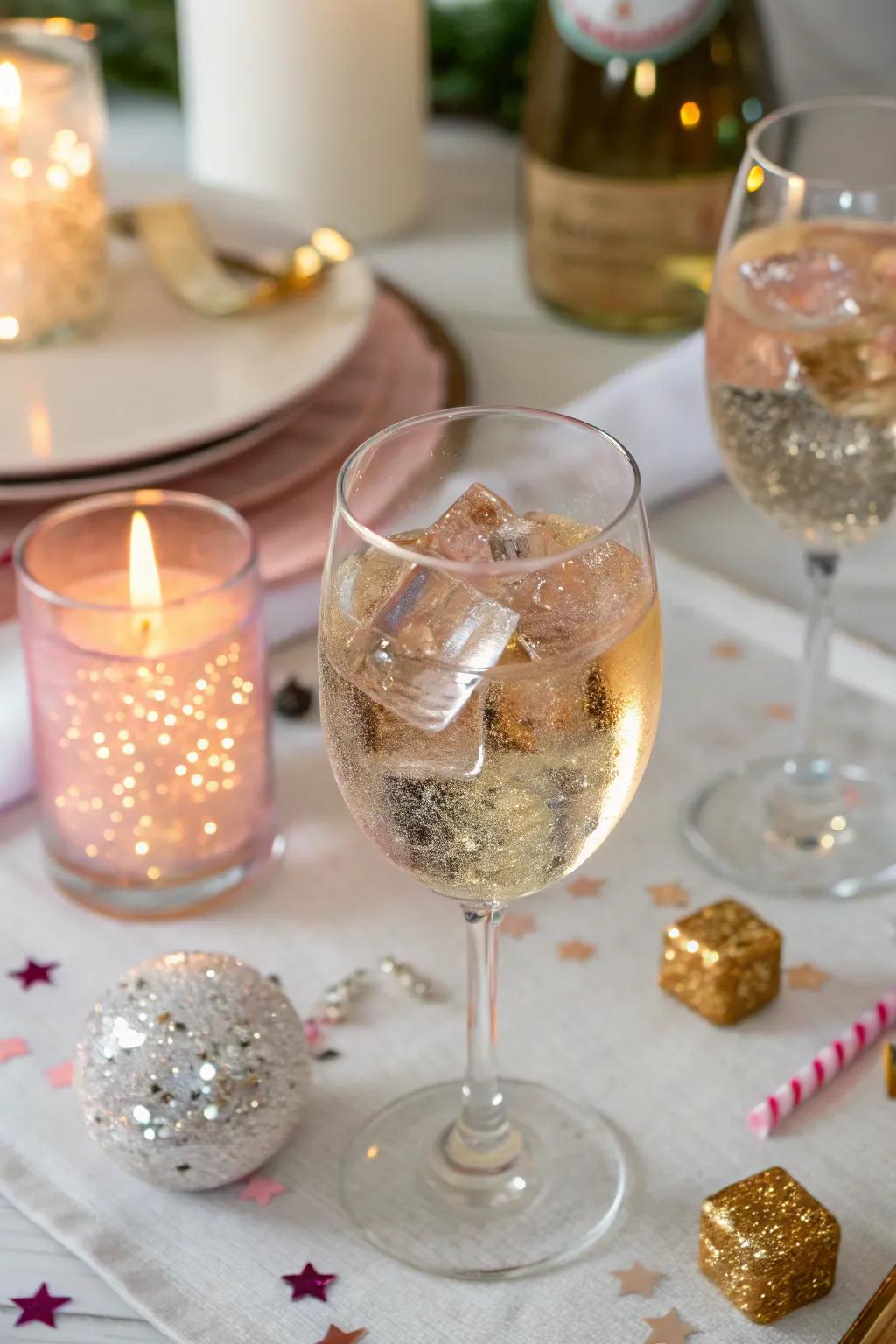 Glimmer ice cubes for a bewitching elixir.