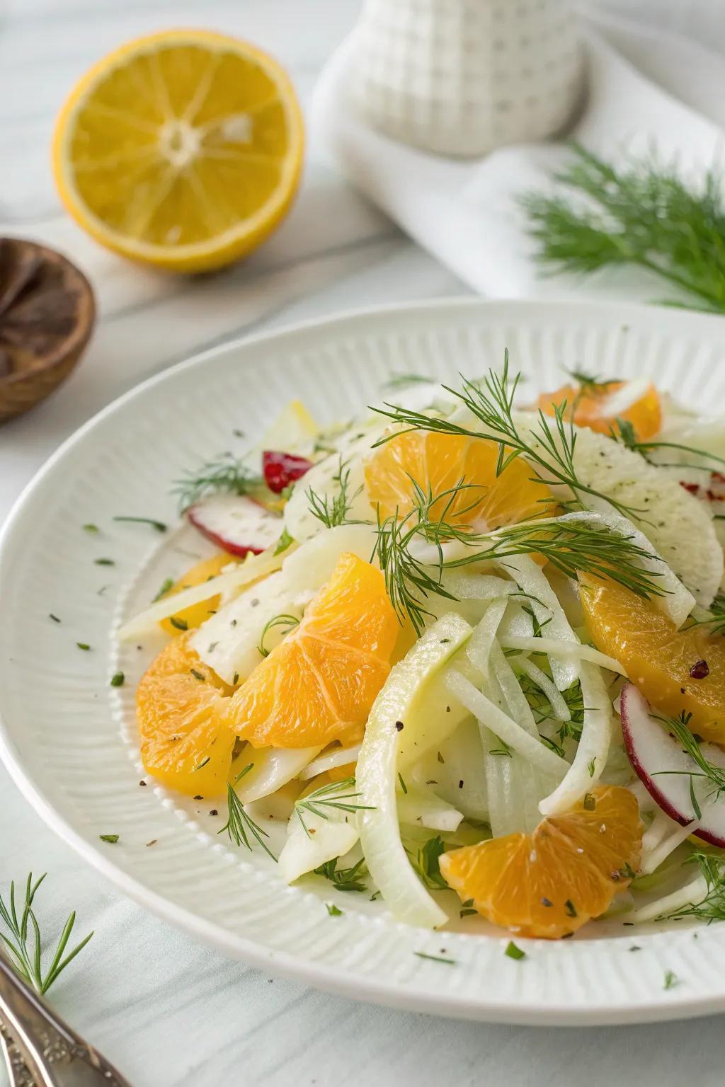 Anise bulb and citrus burst salad, a light and sophisticated dish.