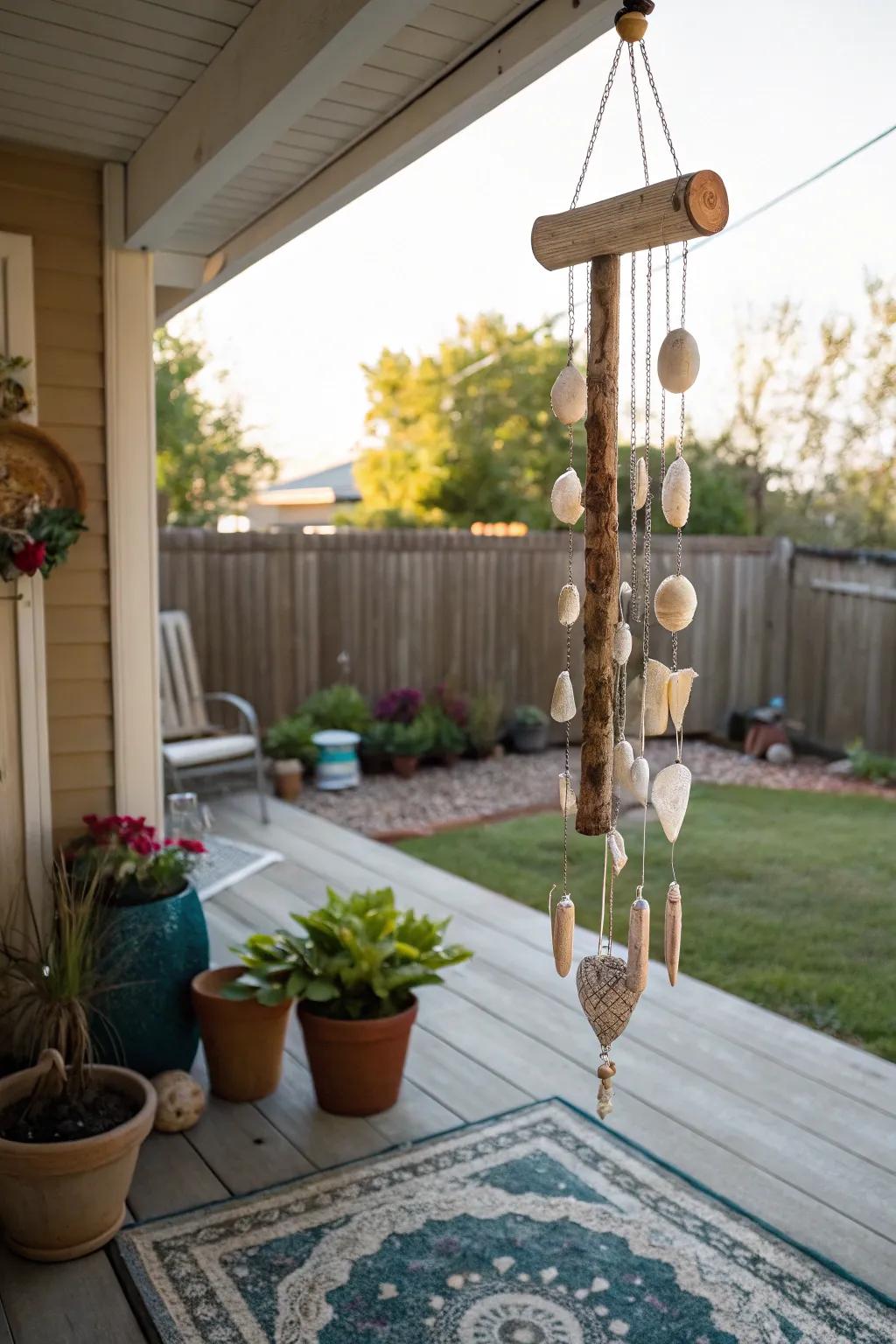 Seashell and driftwood wind sounds can offer calming sounds.