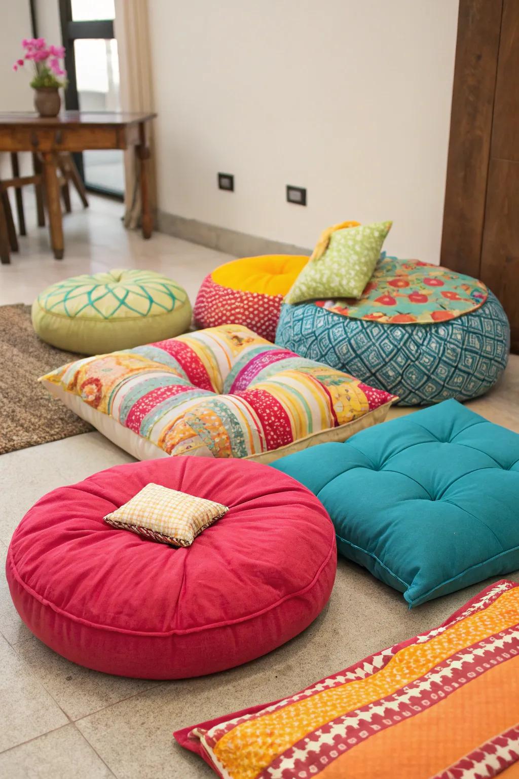 Bolsters and cushions enhance comfort and add visual interest.