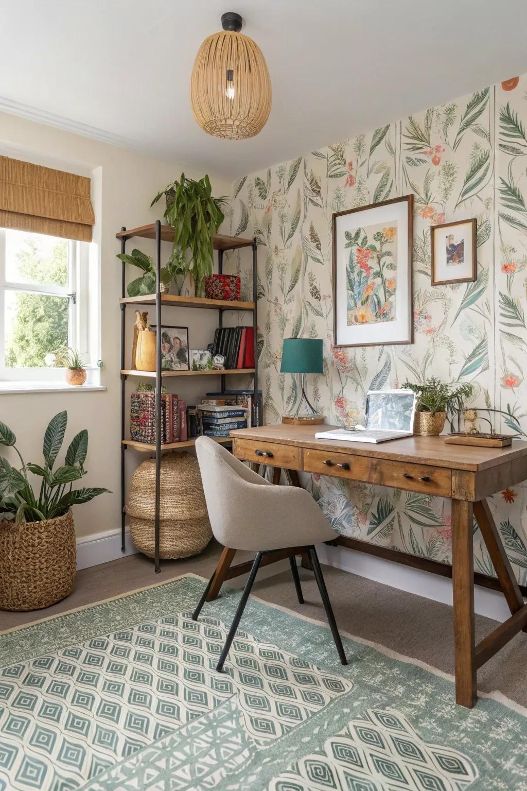 Make a bold statement with wall art-covered floors.