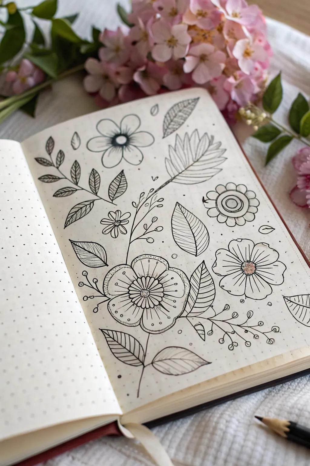Overlapping blooms introduce dimension and depth to your art.