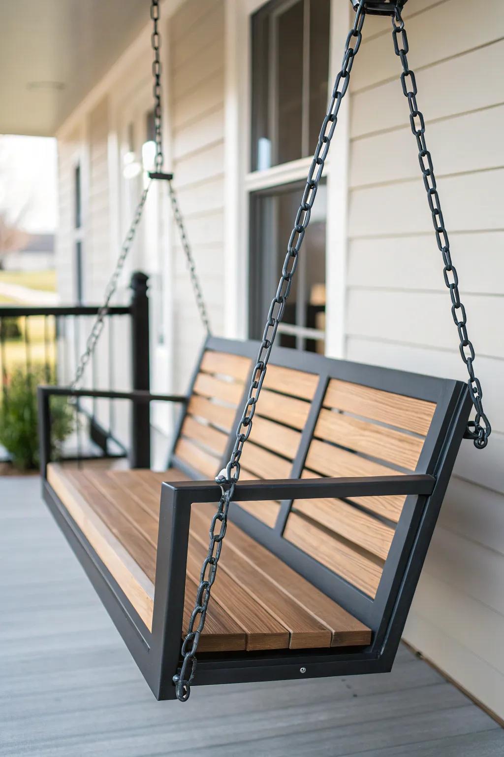 Mix materials for a modern twist on a classic swing.