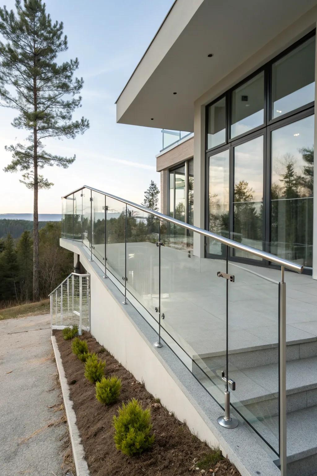 Pristine polymer railings offer a futuristic and minimalist appeal.