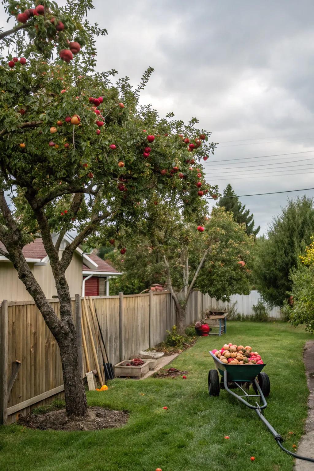 A miniature orchard imparting fruit and splendor to a nook space.