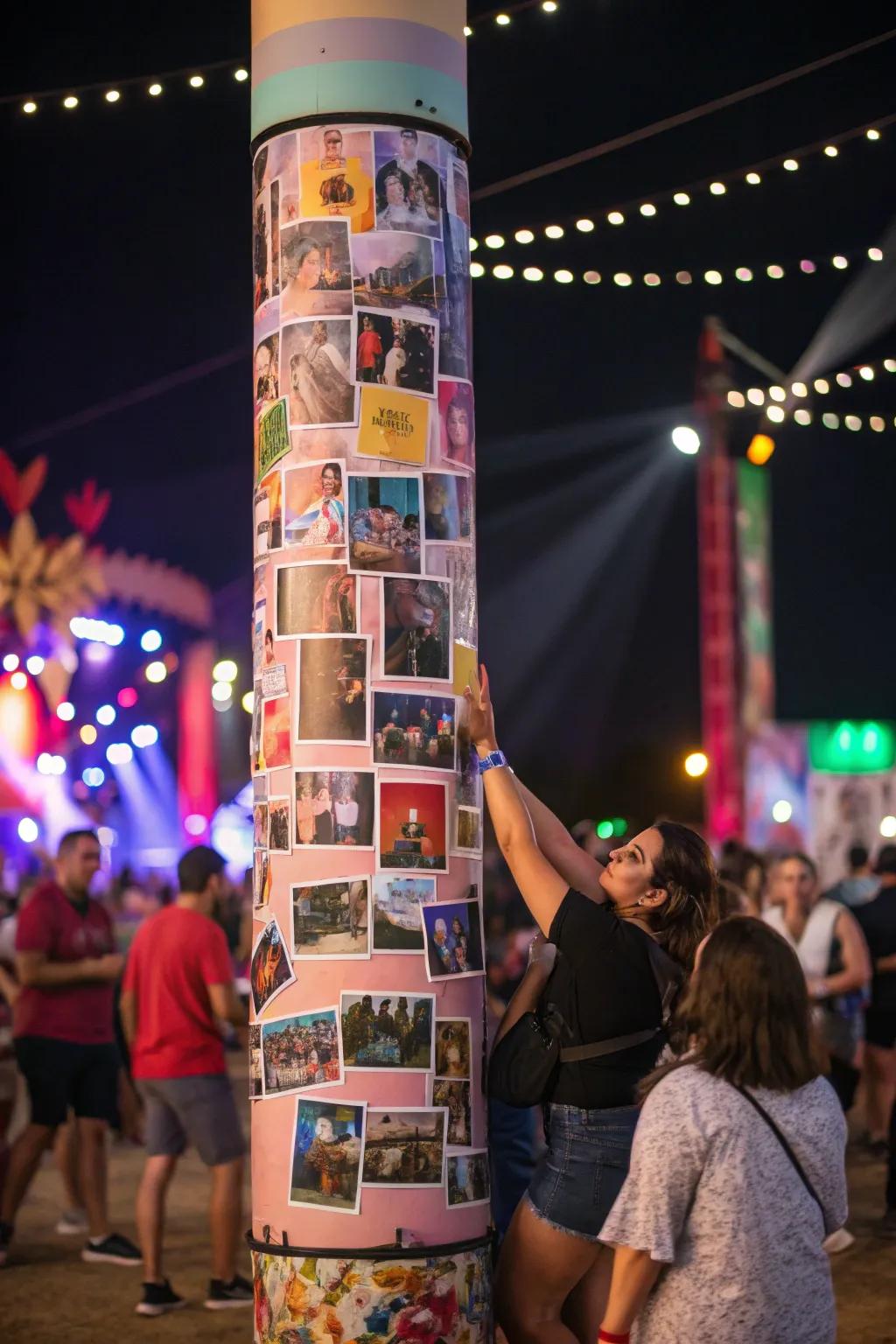 Markers featuring personalised photos impart narratives and recollections with the festival community.