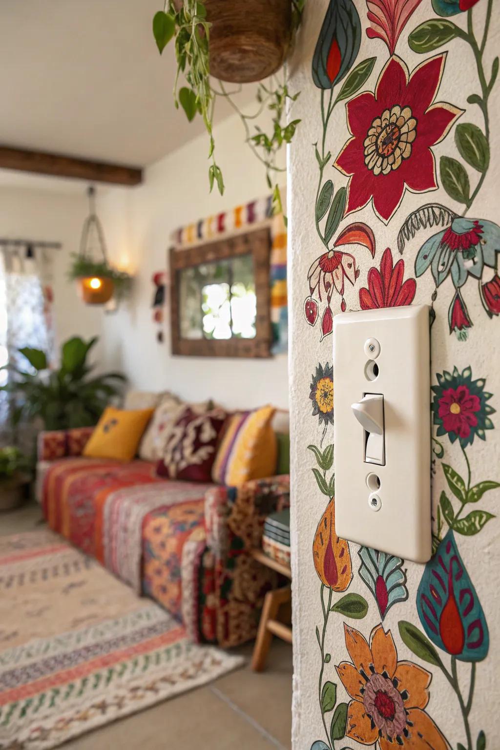 Bold floral designs on a plate for a splash of color.