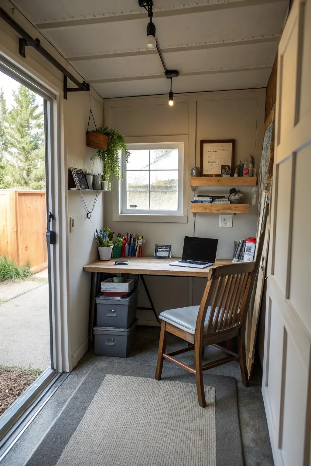 Small scale work spaces maximize productivity in small spaces.