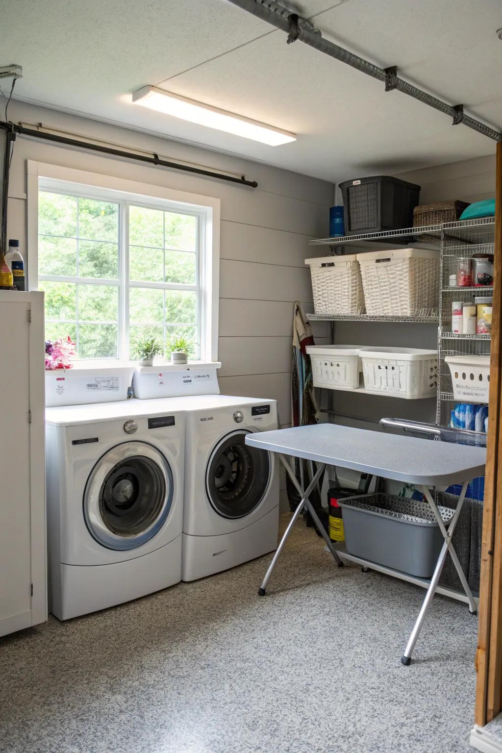 Fold and wash in a space like this.
