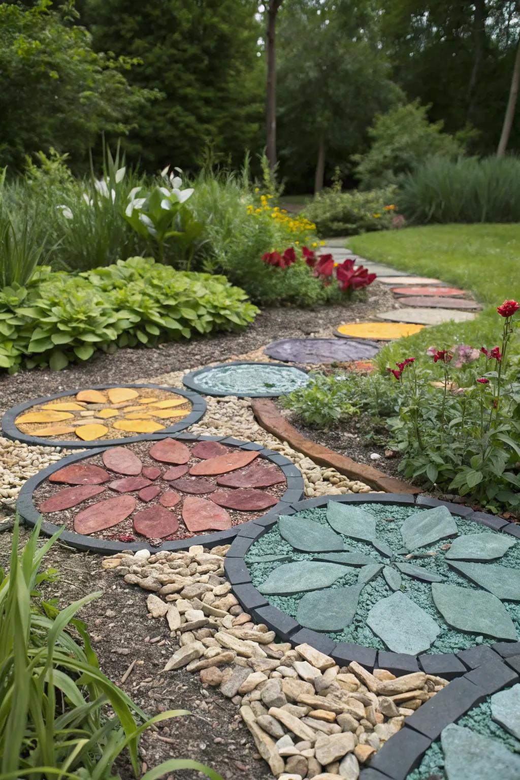Transform your garden into an art gallery with creative stone chipping designs.