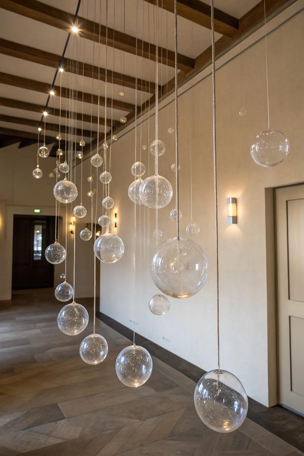 Surprise with floating glass orb illusions.