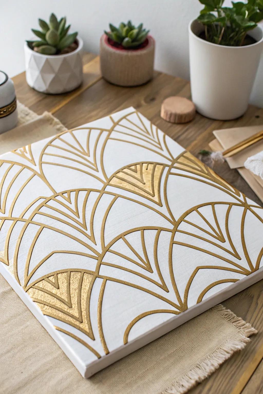 Enhance your space with the vintage allure of Retro Geometric crafting glue applicator art.