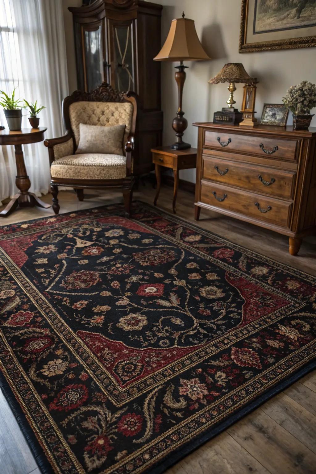 Rugs weaving tales beneath your feet.