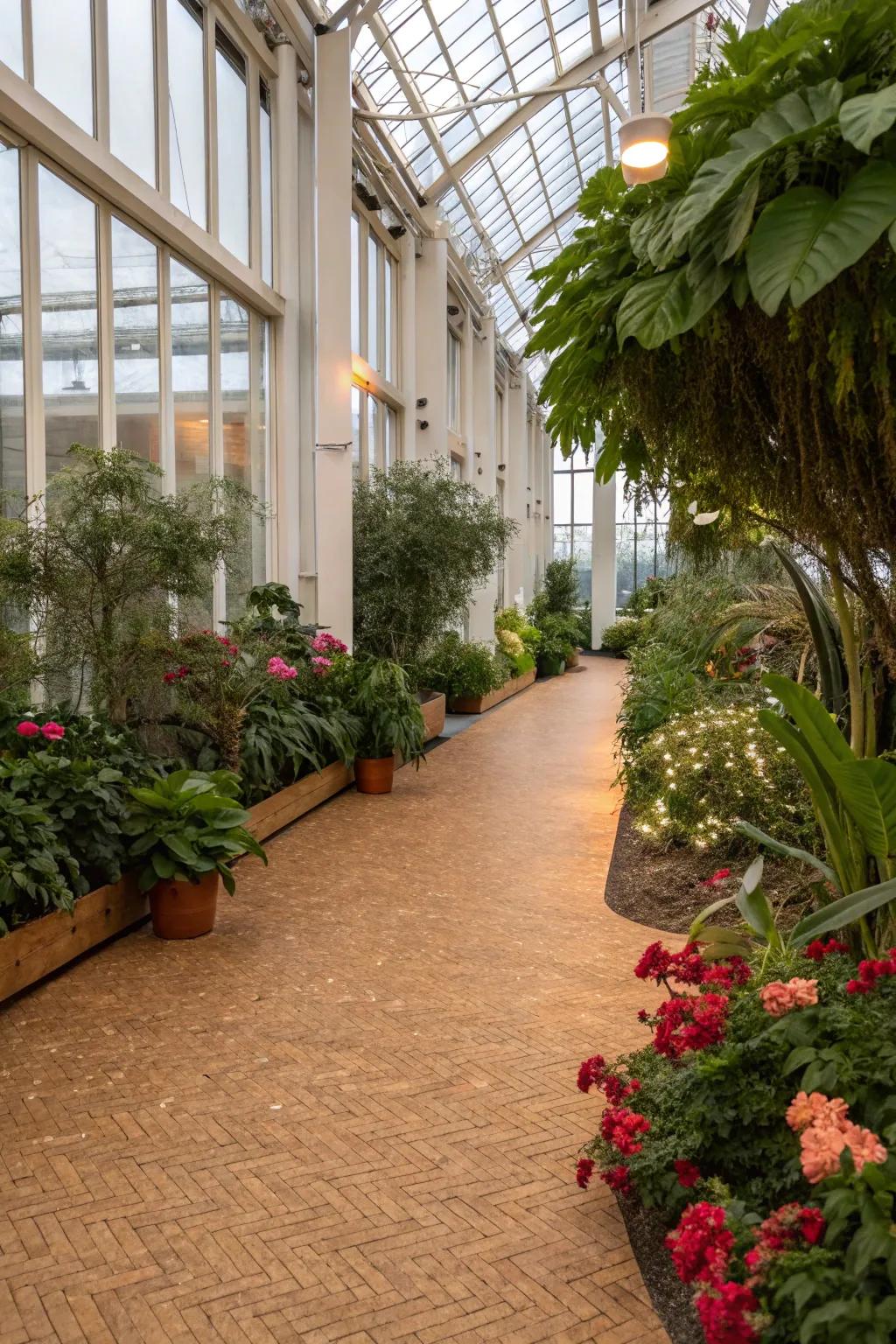 Tree bark floors offer comfort and eco-friendly insulation.