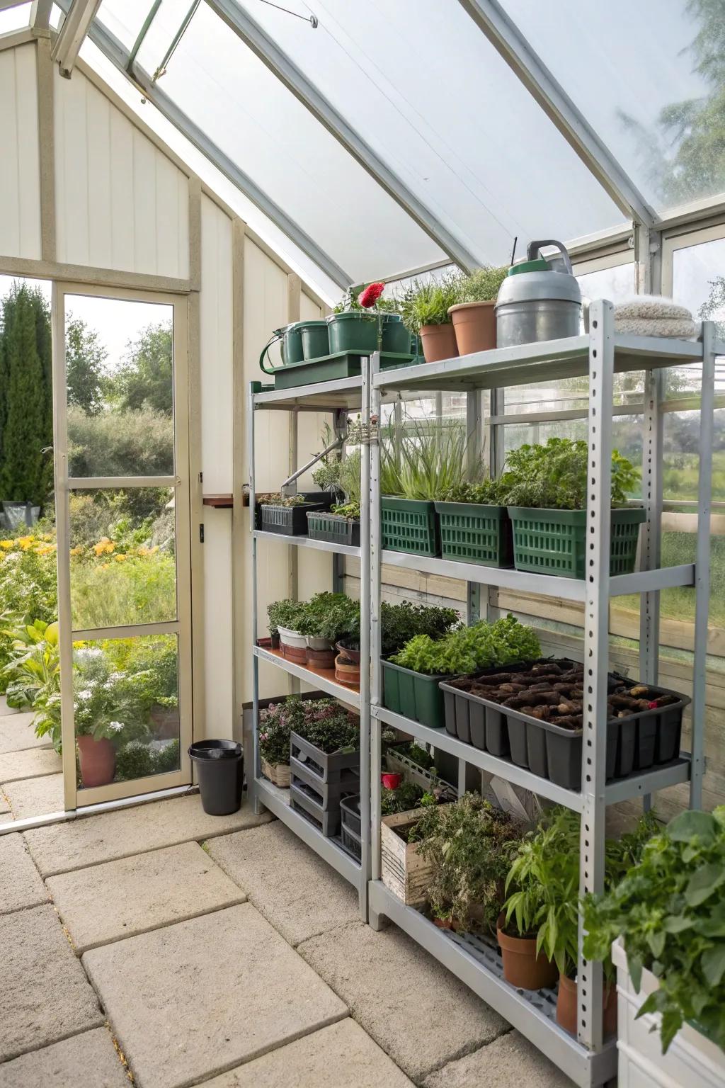 Space-efficient nested shelving ideal for seasonal changes.