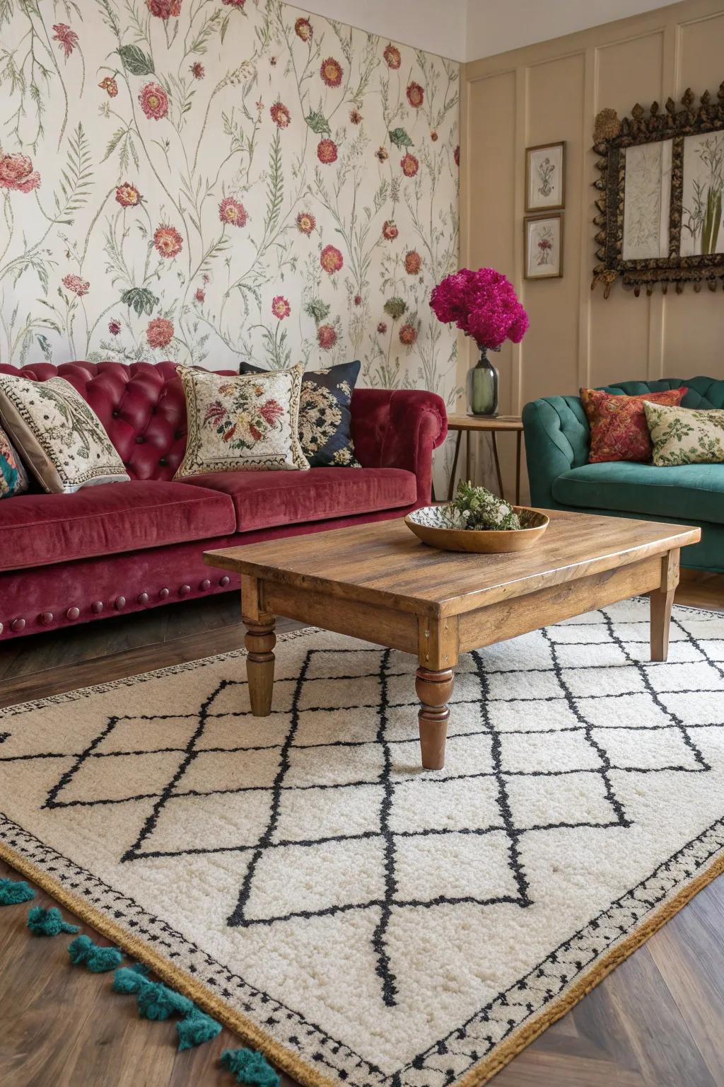 Mixing patterns adds dimension.