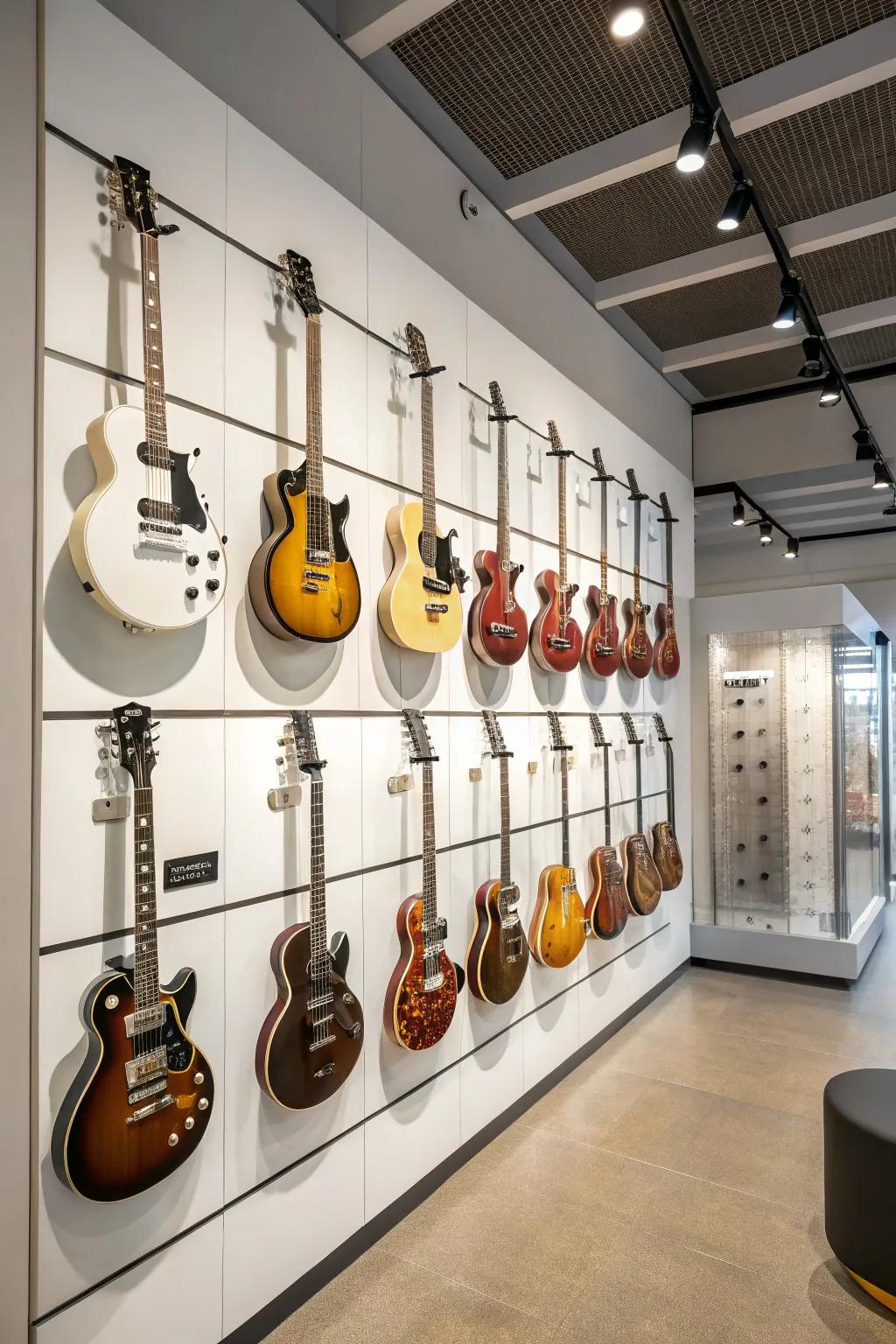 Instruments presented within a geometric grid design, for a contemporary nuance.