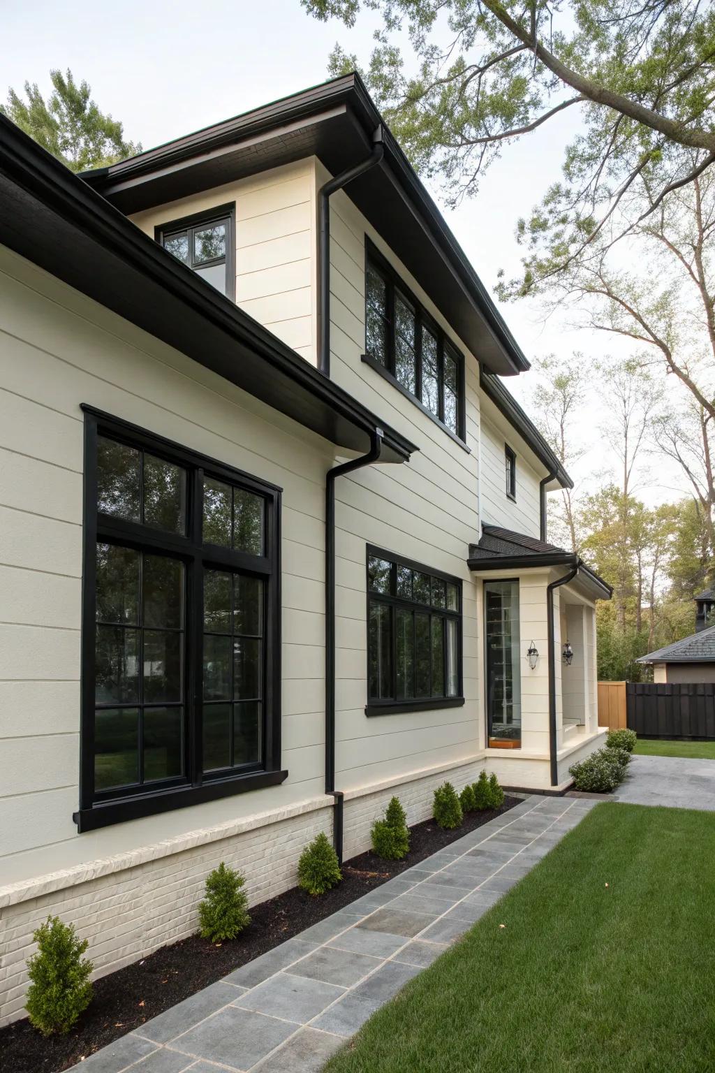 Dark trims provide a sleek and modern contrast.