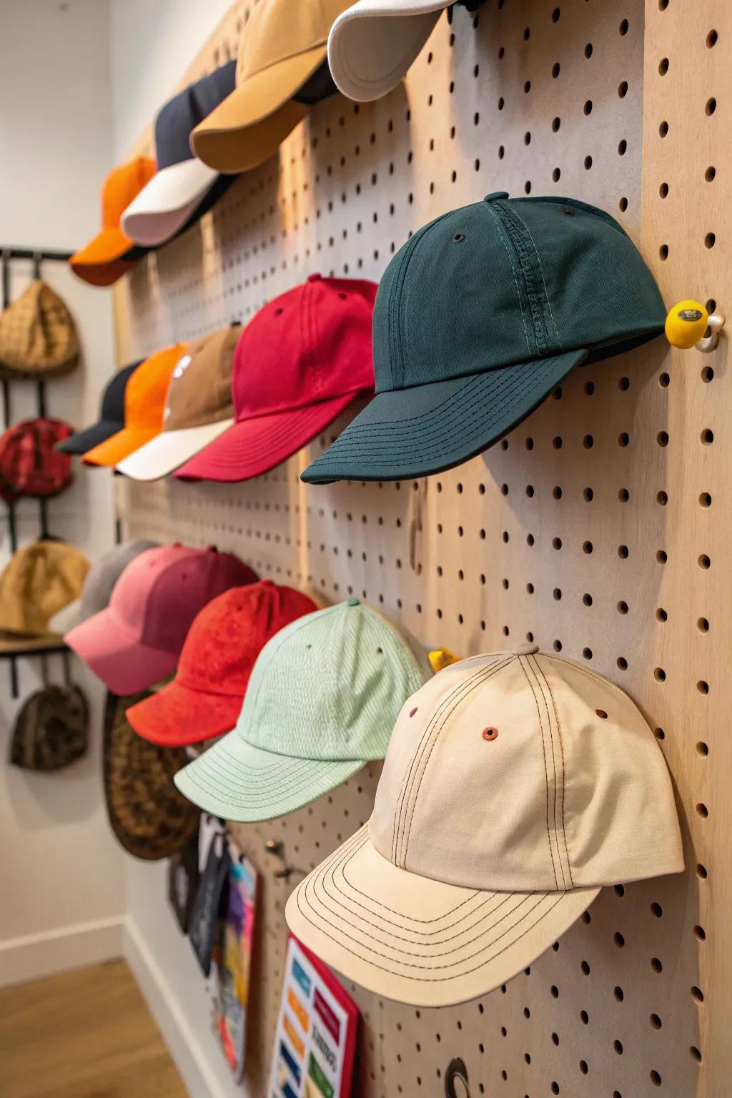 Pegboards furnish customizability for an evolving display.