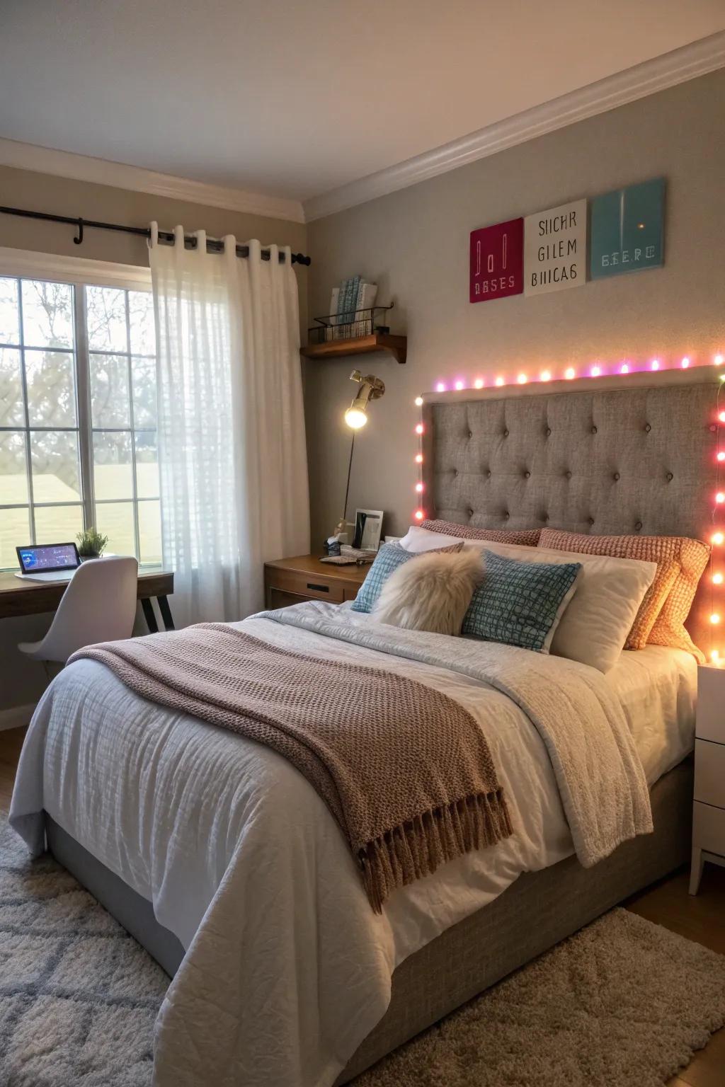 Customizable lighting will let you put a personalized touch in your bedroom.
