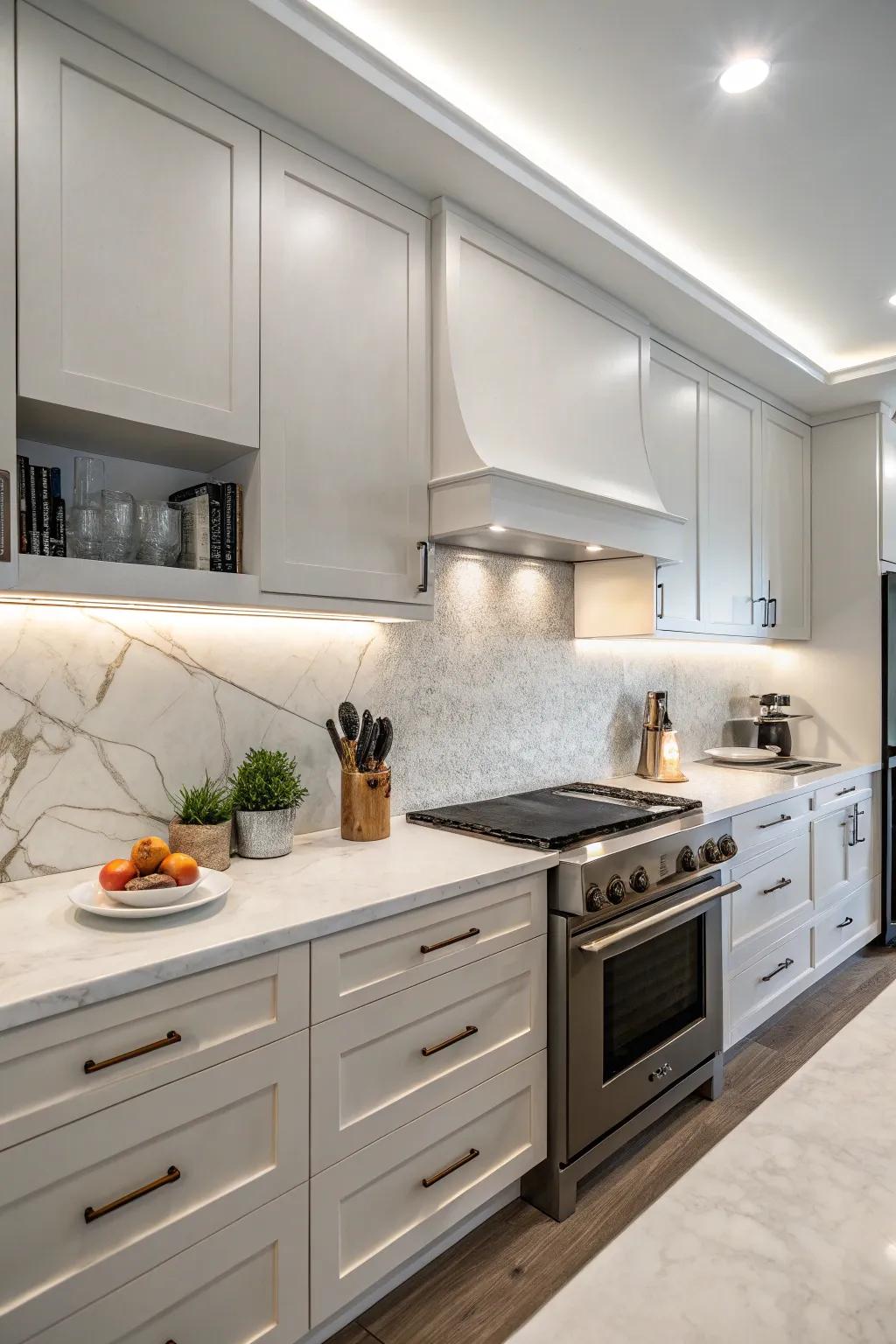 Seamless panels add a minimalist touch to a backsplash.