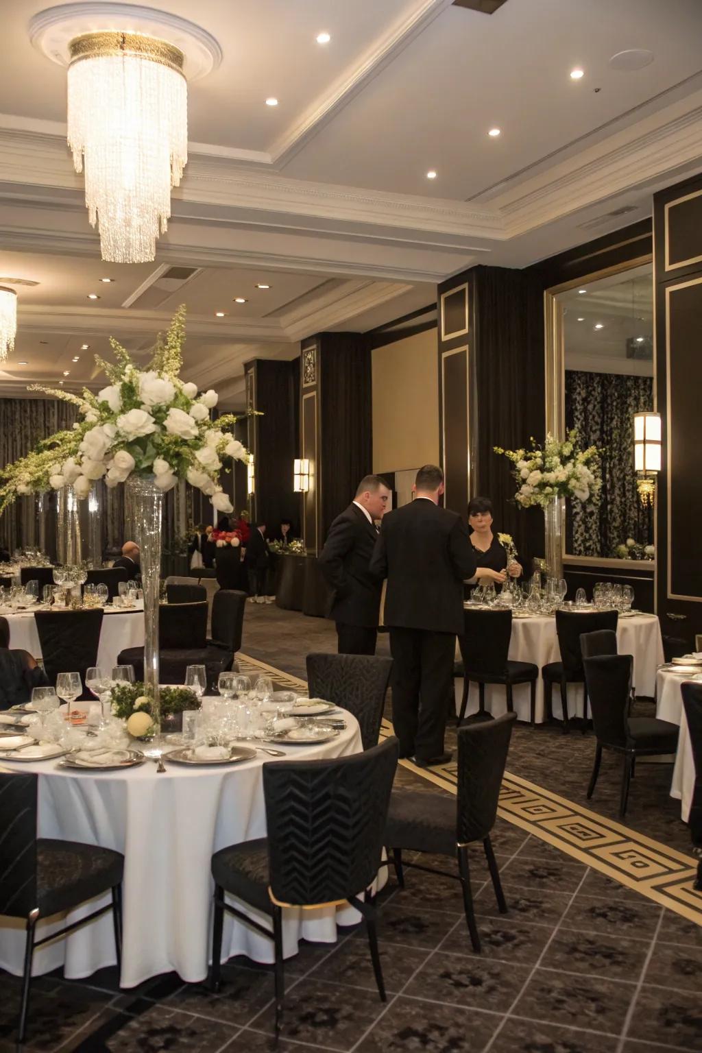 Elevate your holiday gathering with an Ebony and Ivory theme.
