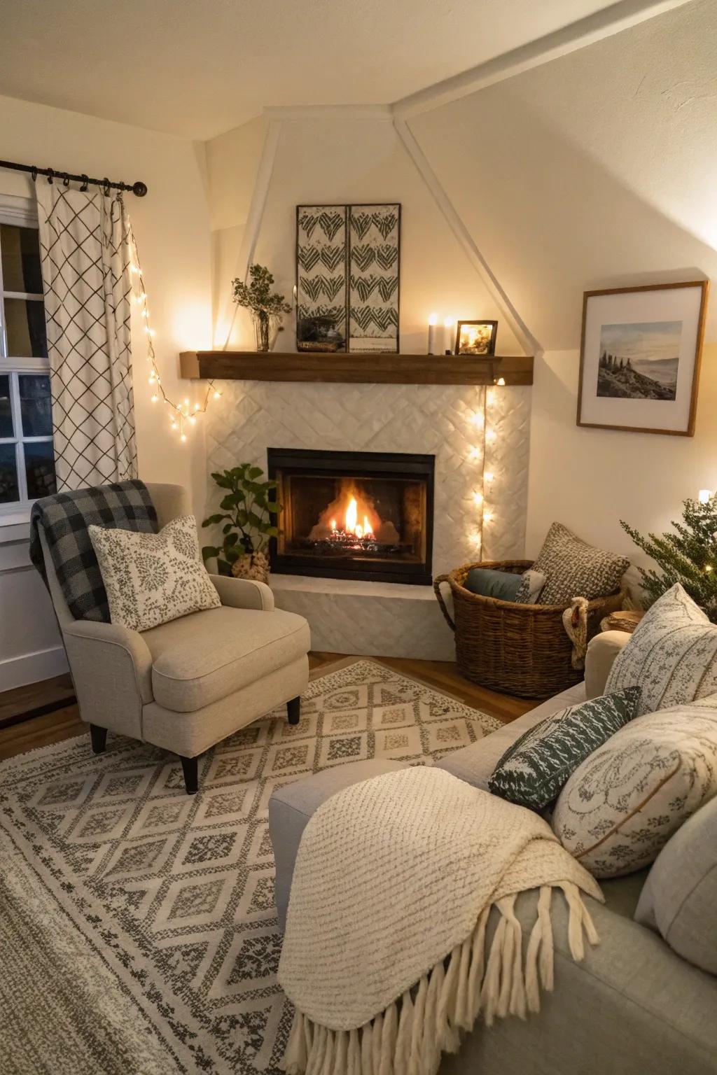 A petite living room featuring a nook thermal center with a cozy seating arrangement.