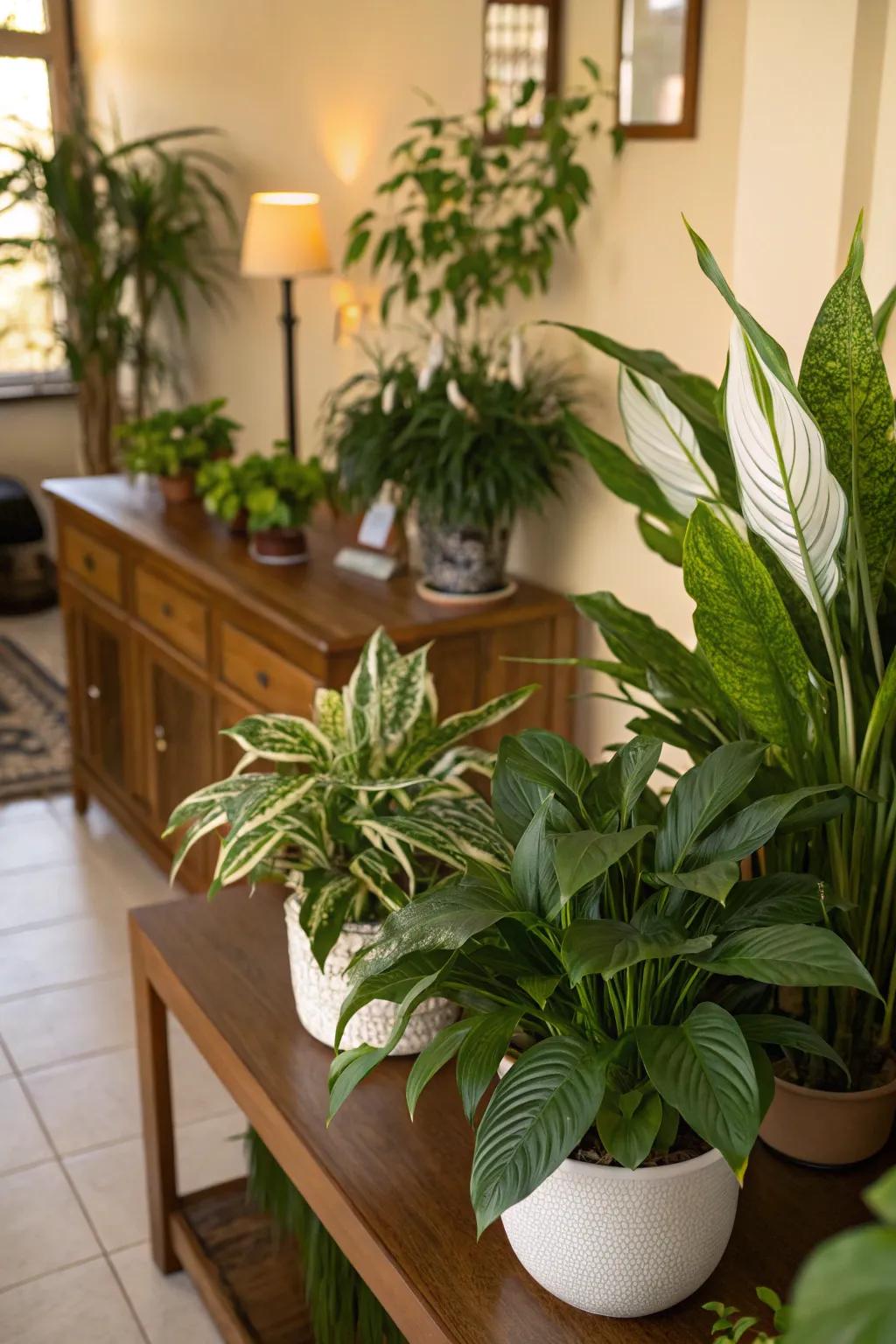 Natural benefits are provided to your living area by air-purifying plants.