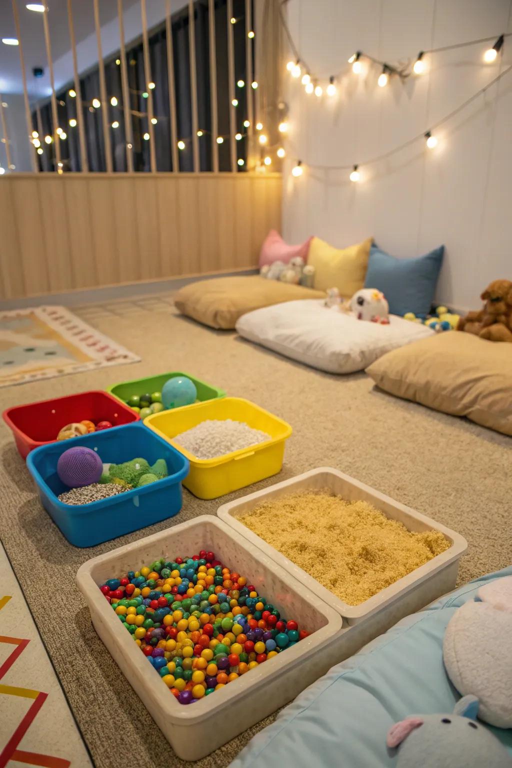 Sensory areas provide a calming and stimulating experience.